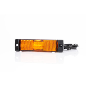 Lampa gabarit led 130x32x14.5mm galbena marca fristom - Lampa gabarit  dreptunghiulara fara suport de fixare 12V / 24V LED lumina galbena flash simplu coeficient impermeabilitate IP68 da cablu inclus conectori QS150