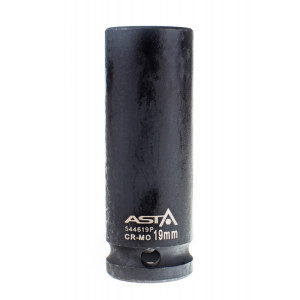 Cheie tubulara 1/2inch 19mm hexagonala 6pt asta poland - Asta 544619P - cheie tubulara hexagonala (6PT) de impact din otel crom molbiden lungime totala 78mm prindere 1/2inch adancime interioara 27mm